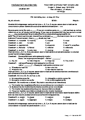 Đề kiểm tra học kỳ I môn Tiếng Anh Lớp 11 - Mã đề 897 - Năm học 2019-2020 - Trường THPT Nguyễn Trãi